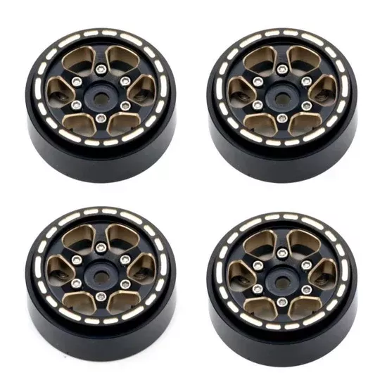 1.0" 1/24 Black Brass Beadlock Wheels PHBSCX24110