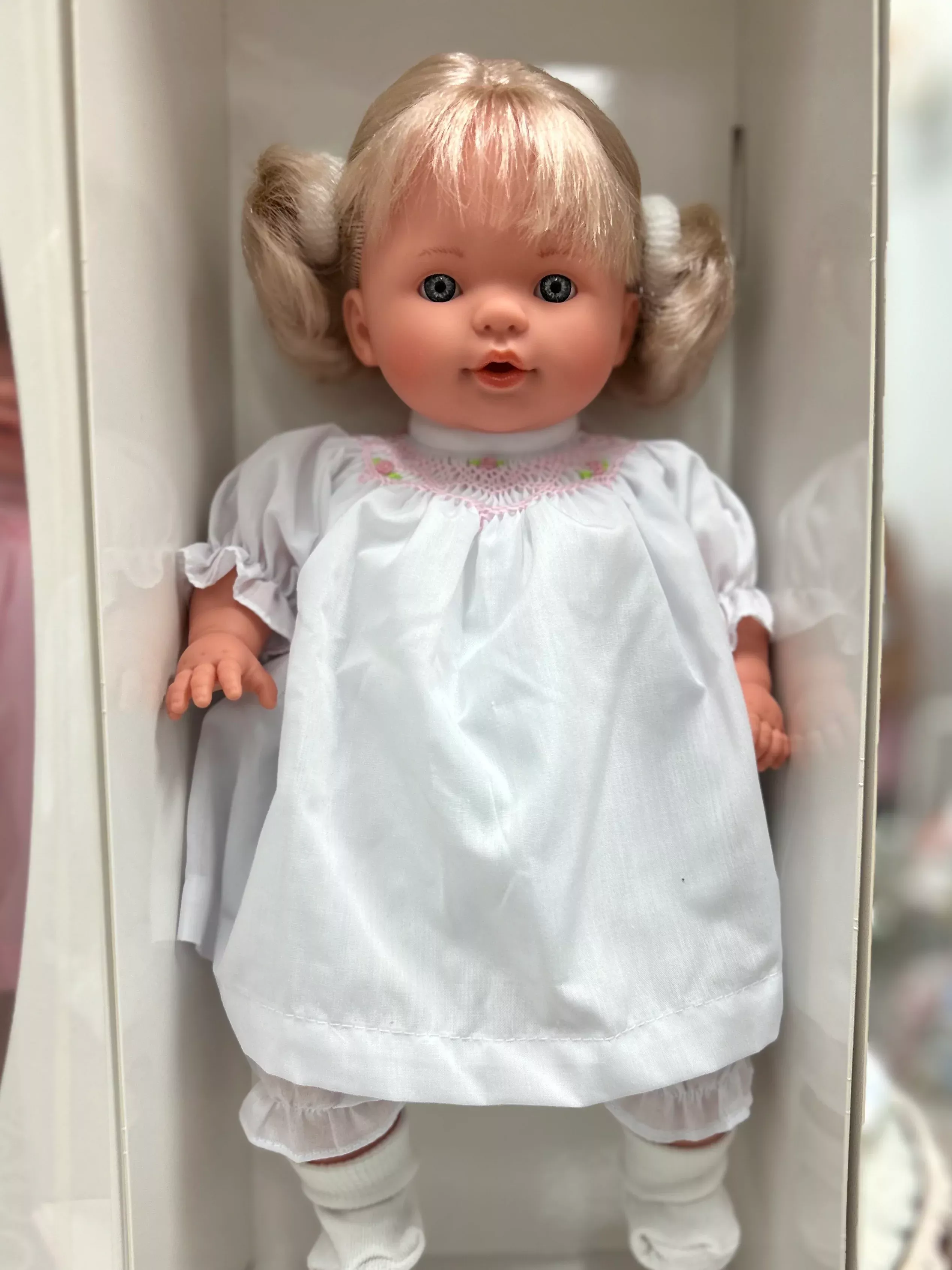 15" LillyDoll W/ Short Pigtails and White Dress
