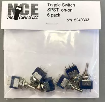 303 NCE / TS6S On/On SPST Toggle Switch 6-Pack NCE Corporation #TS6S(SCALE=ALL) Part # 524-303