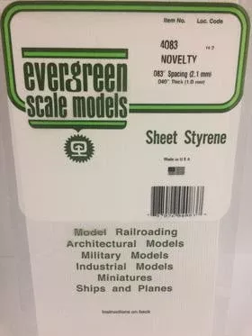 4083 (ALL Scales) EvergreenStyrene Siding - Novelty (6 x 12 x .040" Sheet) part#269-4083