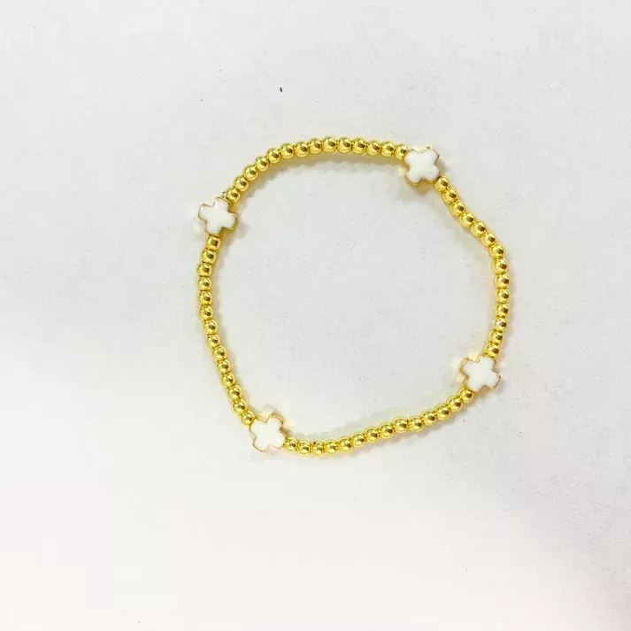 6" Lucy Beaded Enamel Cross Bracelet