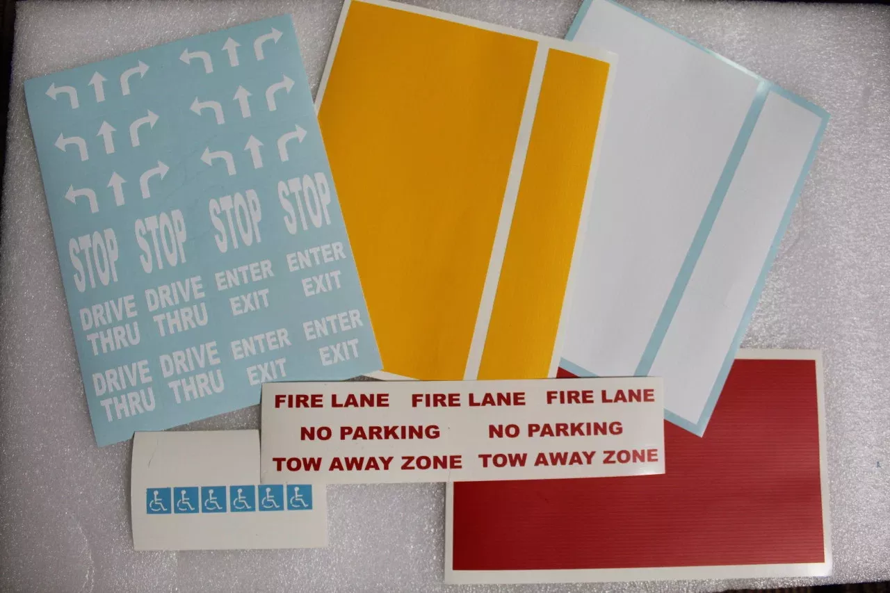 70-123456 "HO" Highways & Byways Retail Parking Graphics DECALSet of 6 (SCALE=HO) Part # 70-123456