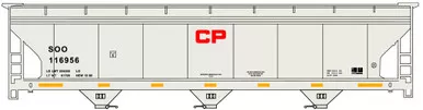 Accurail 2116 HO Scale Soo Line Canadian Pacific ACF 3-Bay Covered Hopper Kit