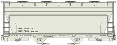 Accurail 2296 HO Scale ACF 2-Bay Covered Hopper Kit Data Only Gray
