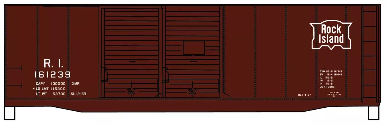 Accurail 3643 AAR 40' Double-Door Boxcar - Kit -- Rock Island 161239 (Boxcar Red) HO Scale