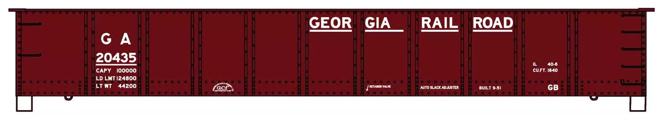 Accurail 3779 AAR 41' Steel Gondola - Kit -- Georgia Railroad (Boxcar Red) HO Scale