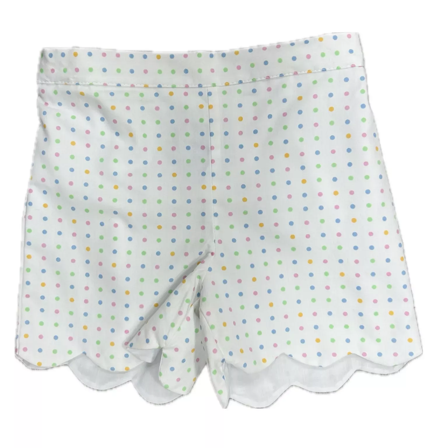 Anavini Girls Big Sister Pastel Multi Dot Scalloped Shorts