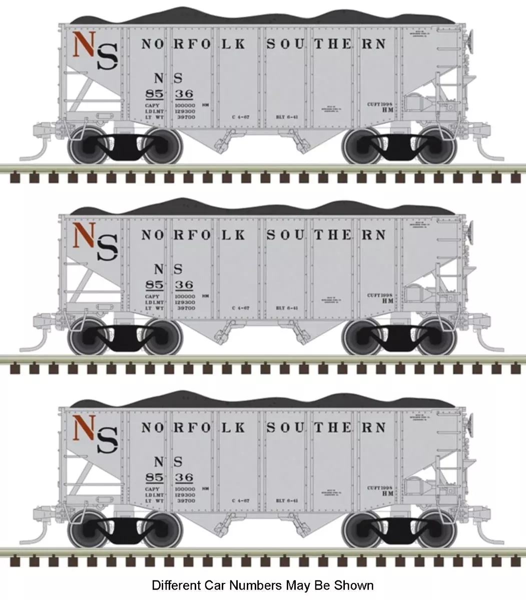Atlas 50007219 NORFOLK SOUTHERN NS 55 Ton Fishbelly Hopper 3 Pack N Scale LIMITED NEW