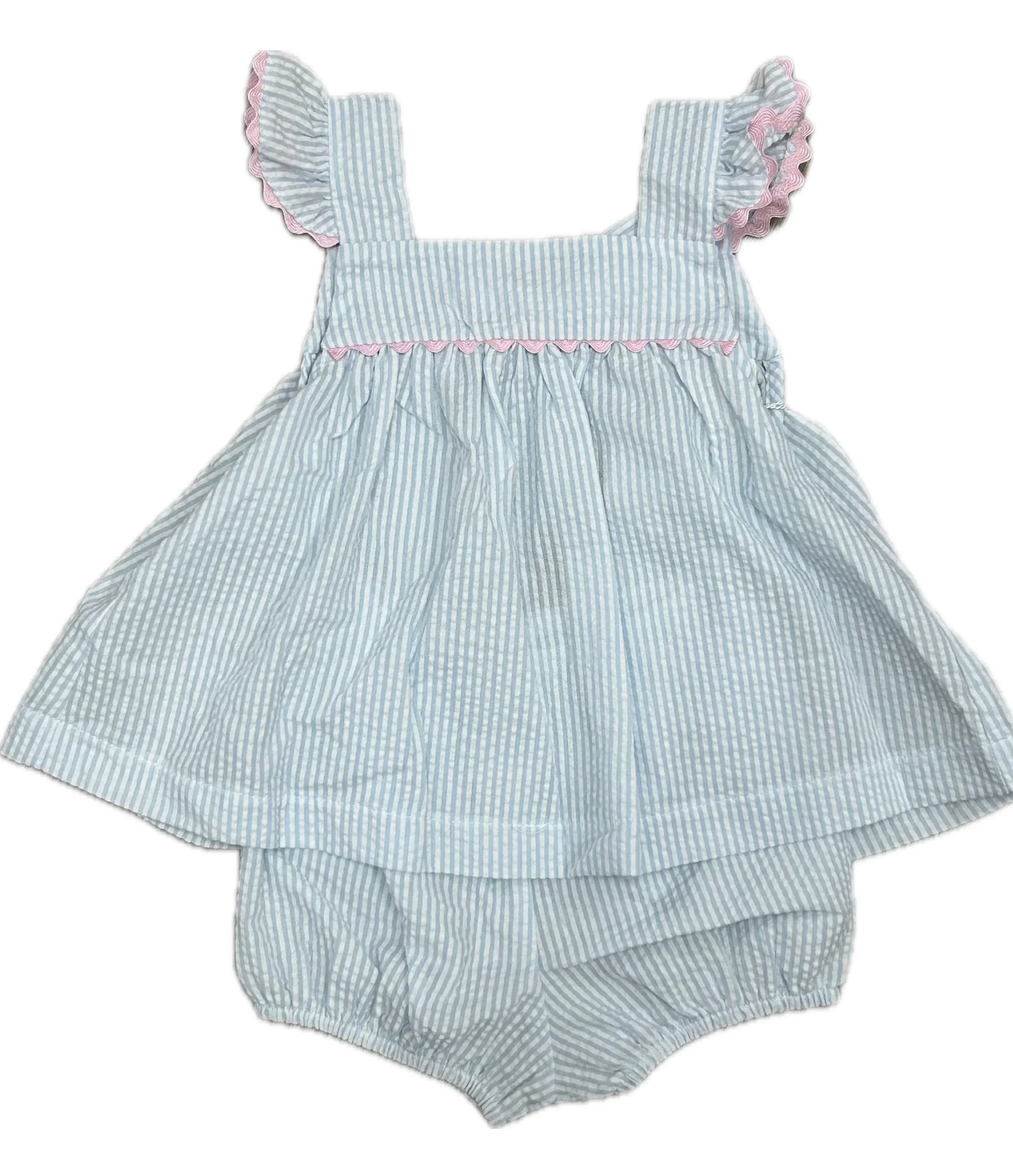 Blue Seersucker Sally Swing Set