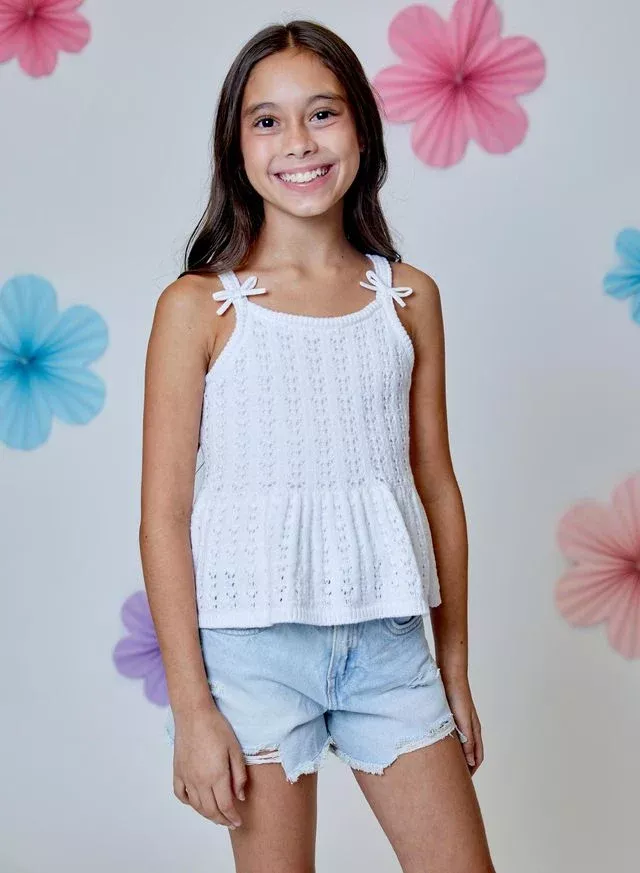 Design History White Crochet Tank Top