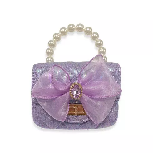 Doe a Dear Metallic Bow Quilted Purse - Lavender