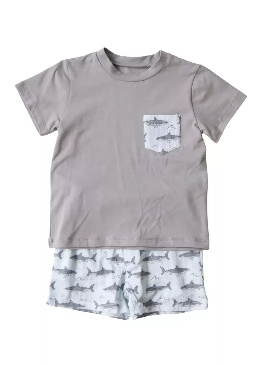 Emma Jean Boys 2Pc Short Set - Shark