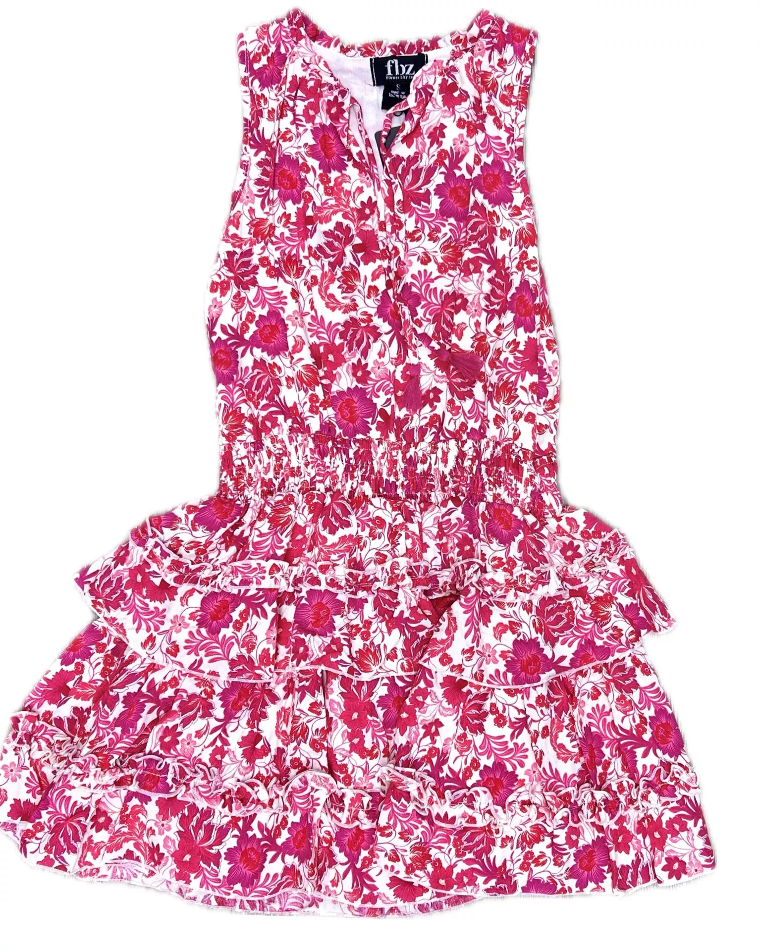 Flowers by Zoe Pink Floral Tiered Skirt Dress