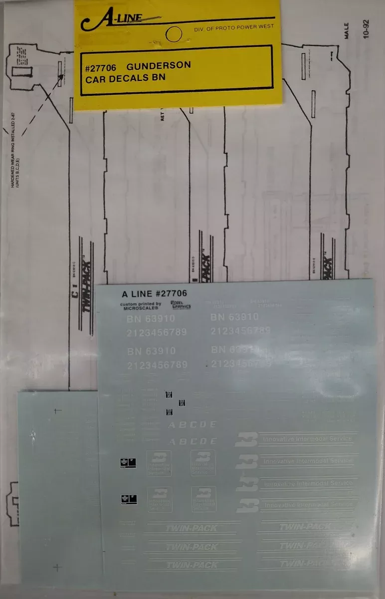 HO Scale Gunderson Car Decals BN