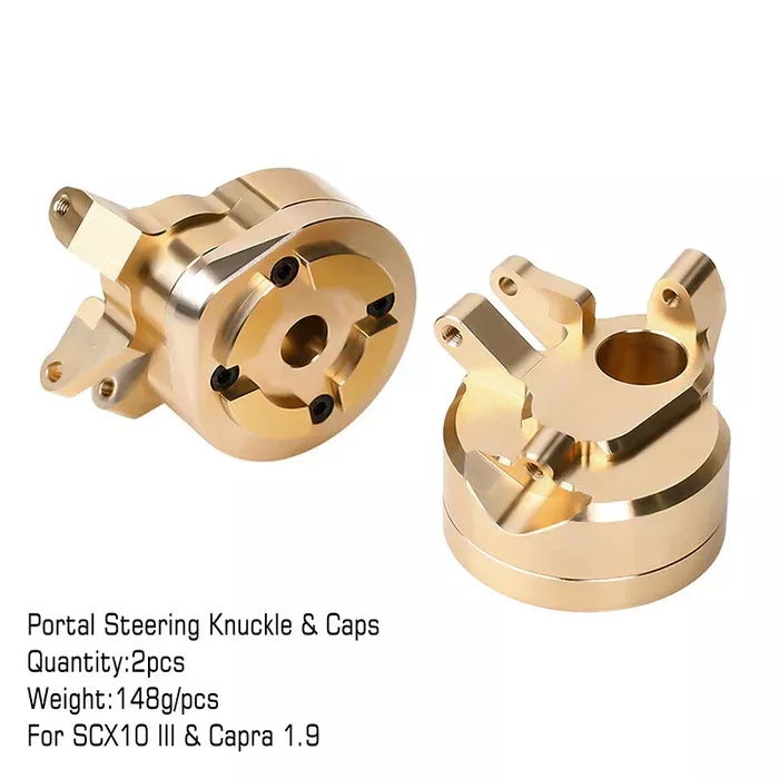INJORA Heavy Duty Brass Portal Steering Knuckle and Caps for Axial SCX10 III Capra 1.9 INJCRAW18329
