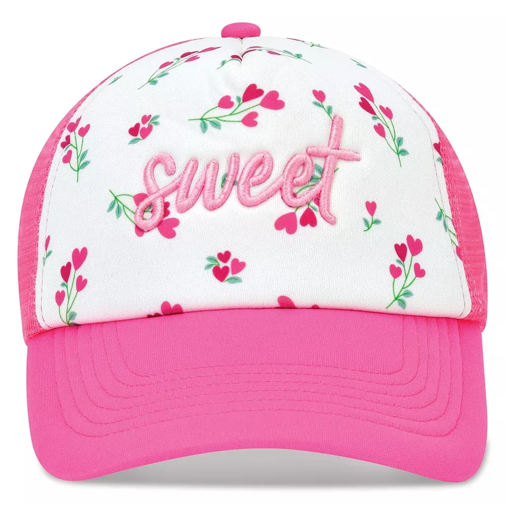 iScream Pink Theme Sweet Embroidered Floral Trucker Hat