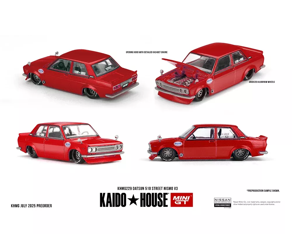 Kaido House - Kaido House x Mini GT - Datsun 510 Street Nismo V3 (Red) 1/64 Scale Diecast Model Car