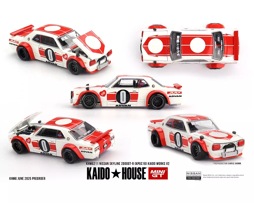 Kaido House - Kaido House x Mini GT - Nissan Skyline 2000GT-R (KPGC10) Kaido Works V2 (White) 1/64 Scale Diecast Model Car