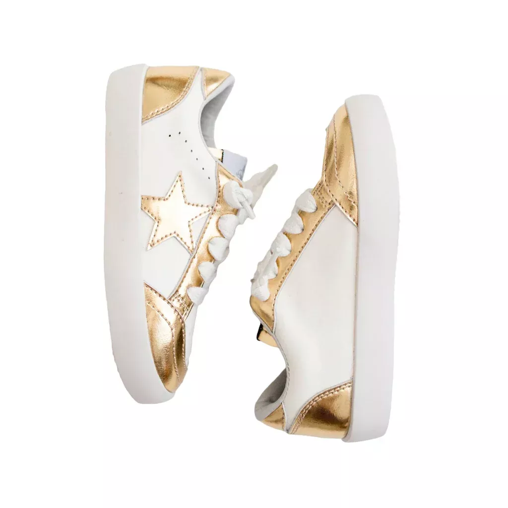 KIDS Gold Metallic Star Sneakers