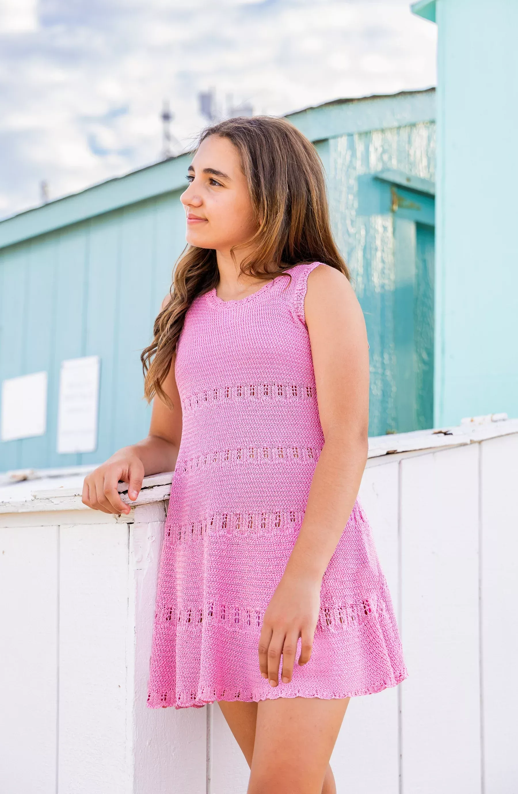 Limeapple Cali Pink Crochet Flare Summer Dress