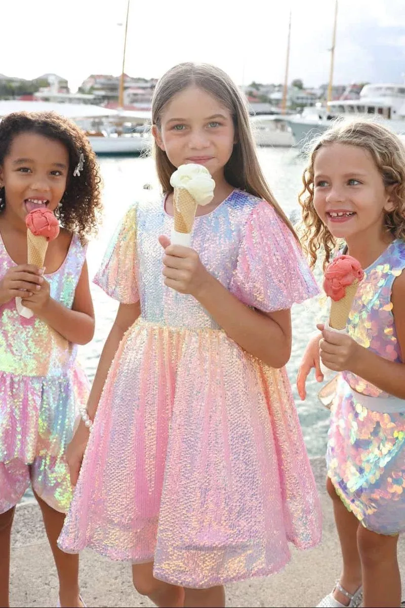 Lola and The Boys Ombre Sunset Sparkle Party Dress