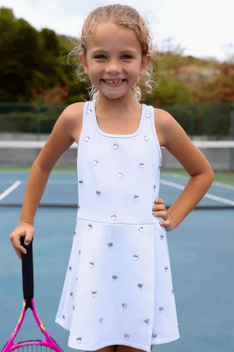 Lola and The Boys Peach Heart Scuba Tennis Dress - Lavender