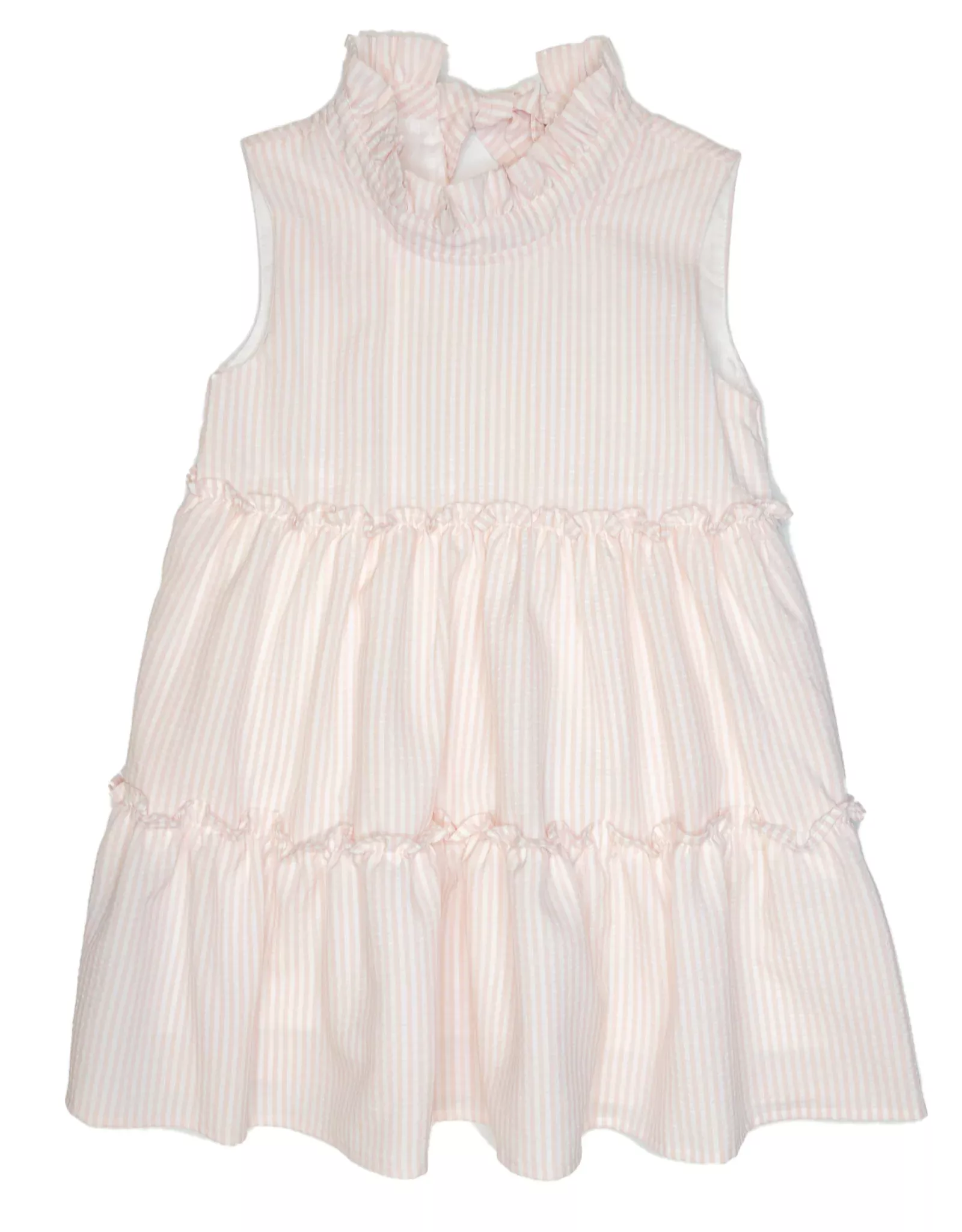 Lulu Bebe Natty Tier Dress - Pink Stripe