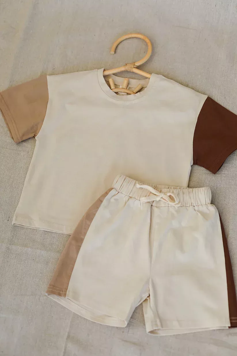 Ntrl 2Pc Taylor Color Block Short Set
