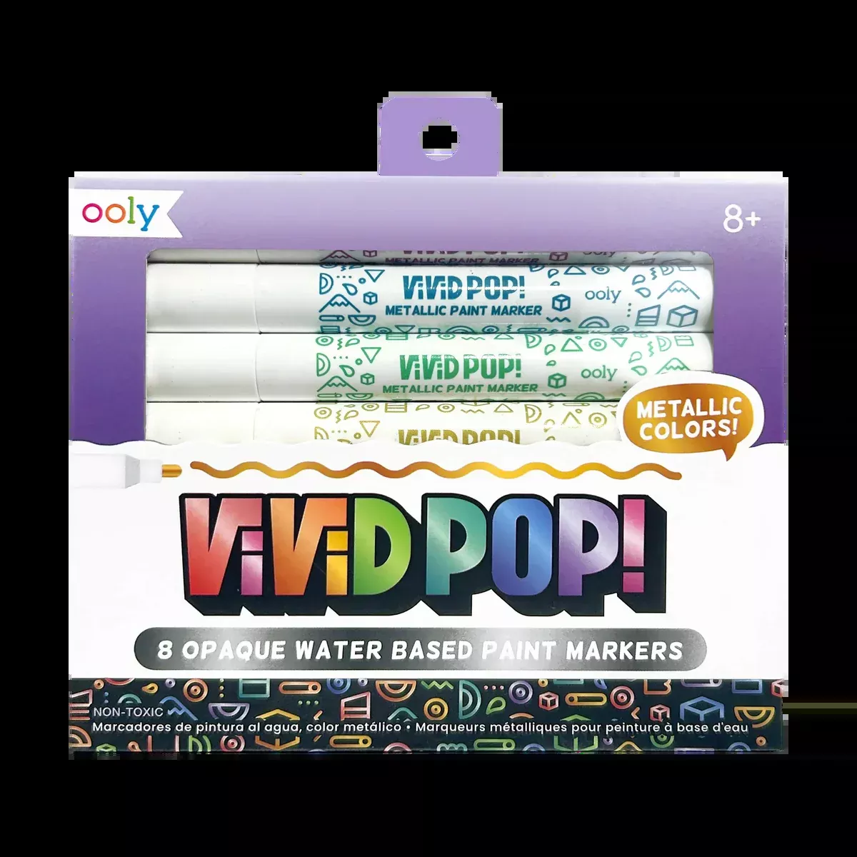 Ooly Vivid Pop Water Based Paint Metallic Markers-Set of 8