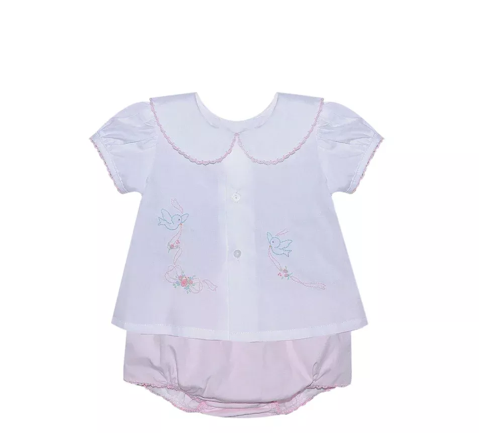 Pink Avery Diaper Set - Birds with Bows