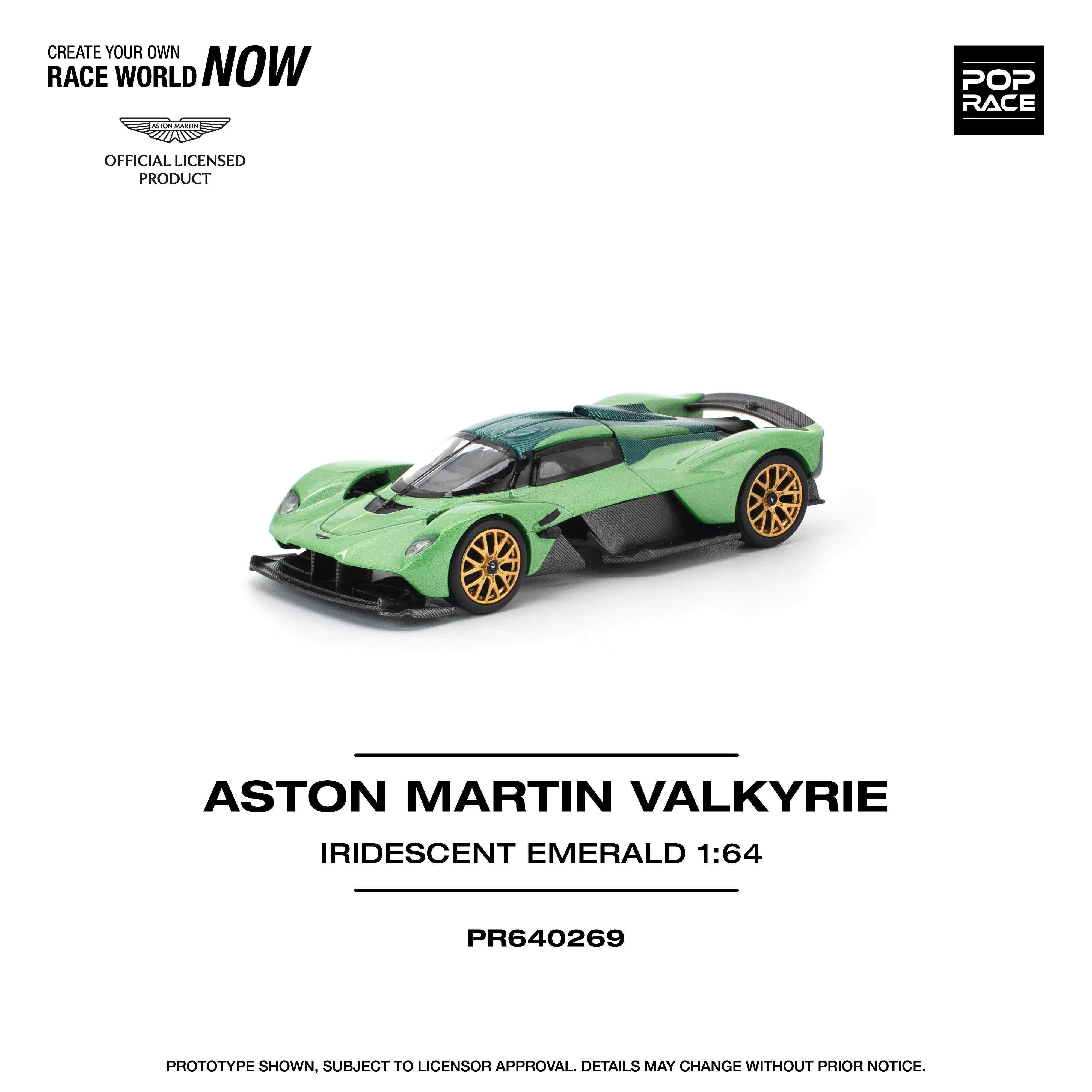Pop Race - Aston Martin Valkyrie (Iridescent Emerald) 1/64 Scale Diecast Model Car