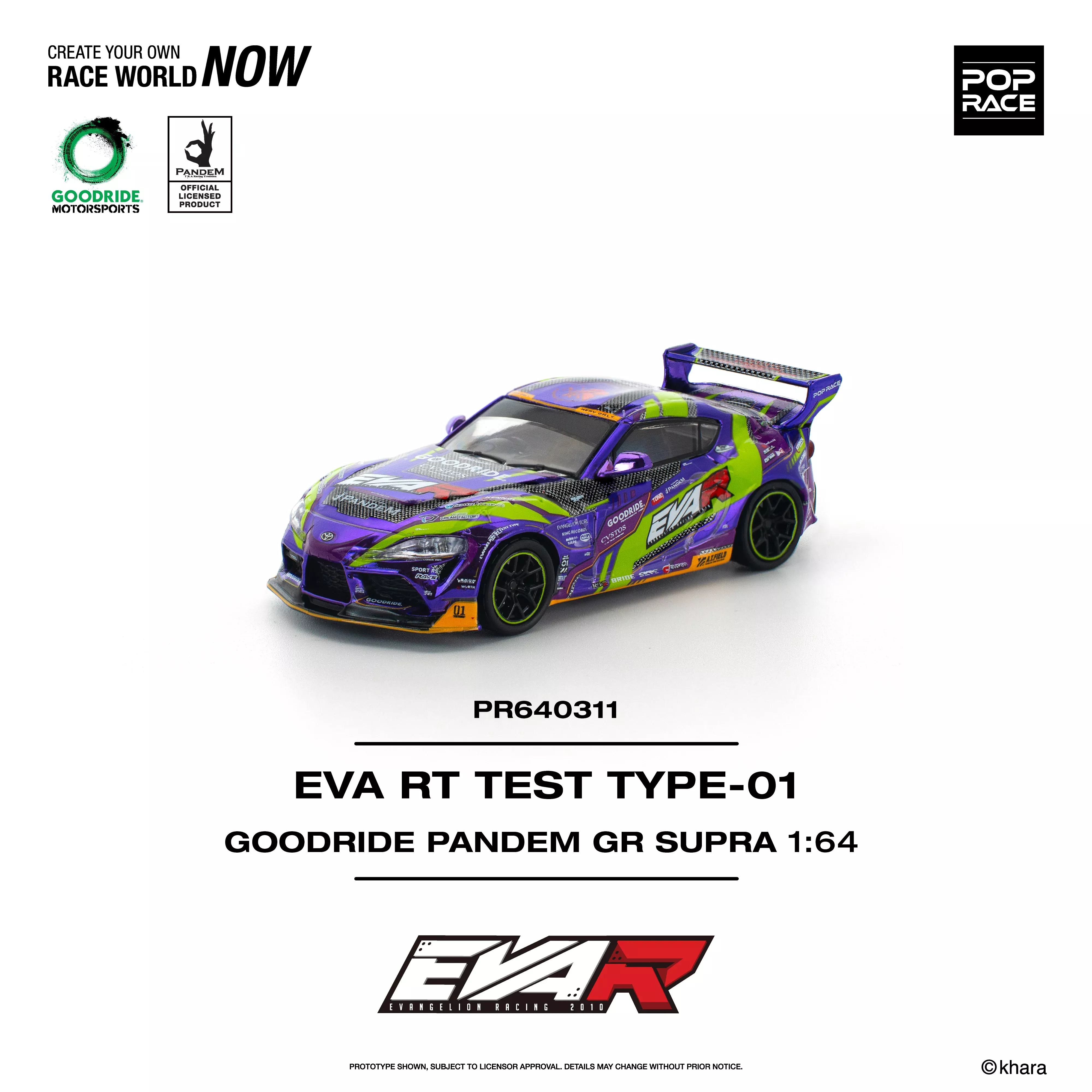 Pop Race - EVA RT Test Type-01 Goodride Pandem GR Supra 1/64 Scale Diecast Model Car