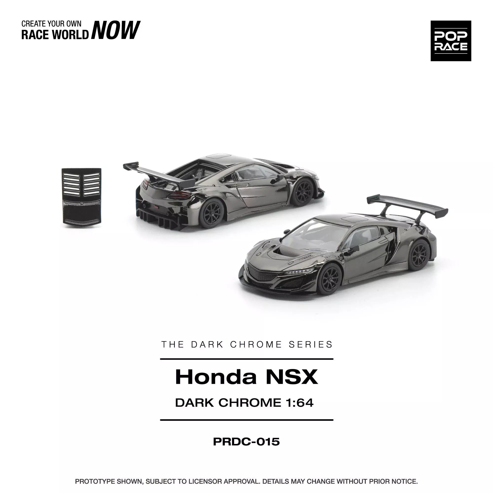 Pop Race - Honda NSX GT3 EV022 (Dark Chrome) 1/64 Scale Diecast Model Car (PRDC015)