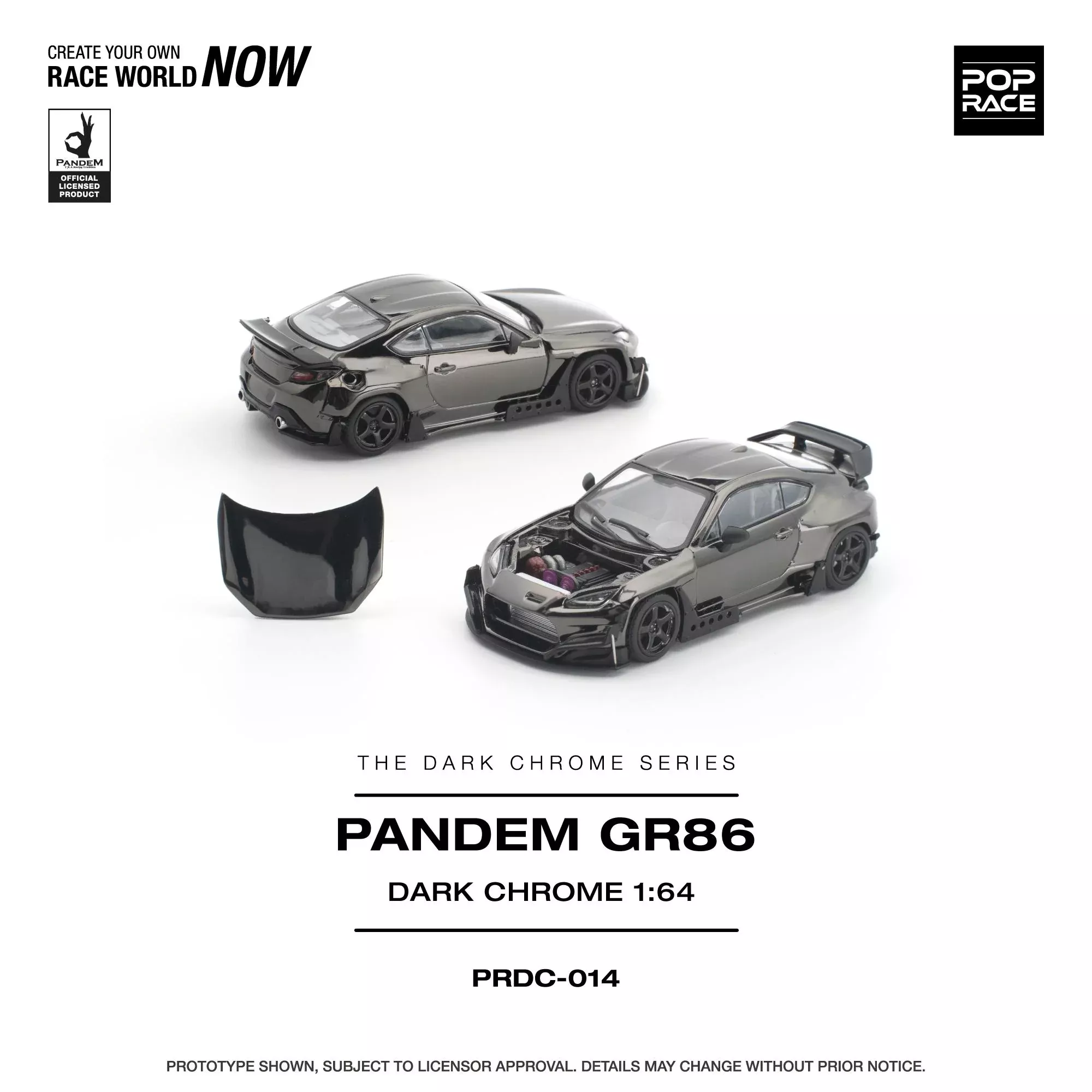 Pop Race - Pandem GR86 (Dark Chrome) 1/64 Scale Diecast Model Car (PRDC014)