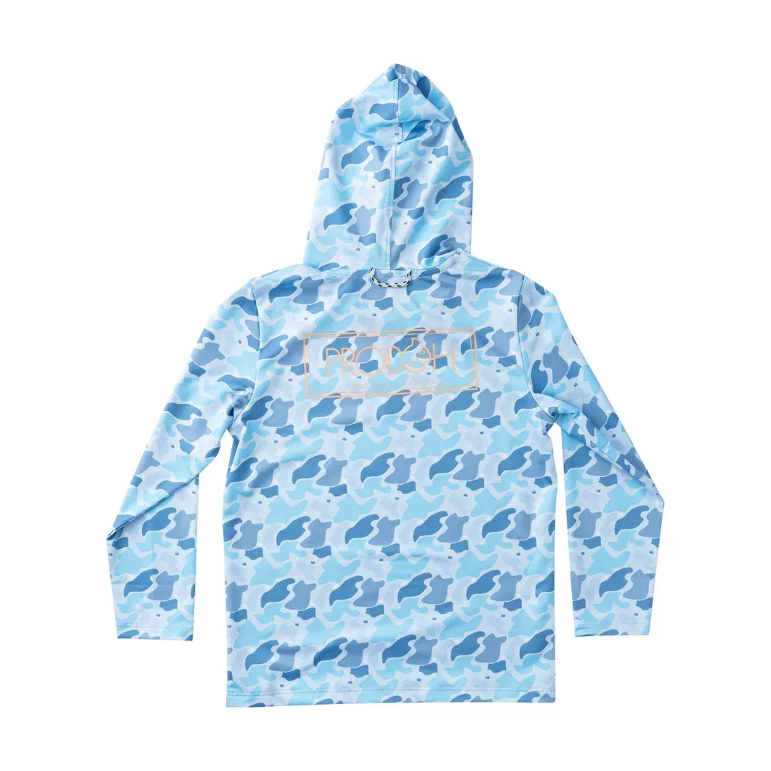 Prodoh Pro Performance Hoodie T-shirt Blue Camo Logo Print