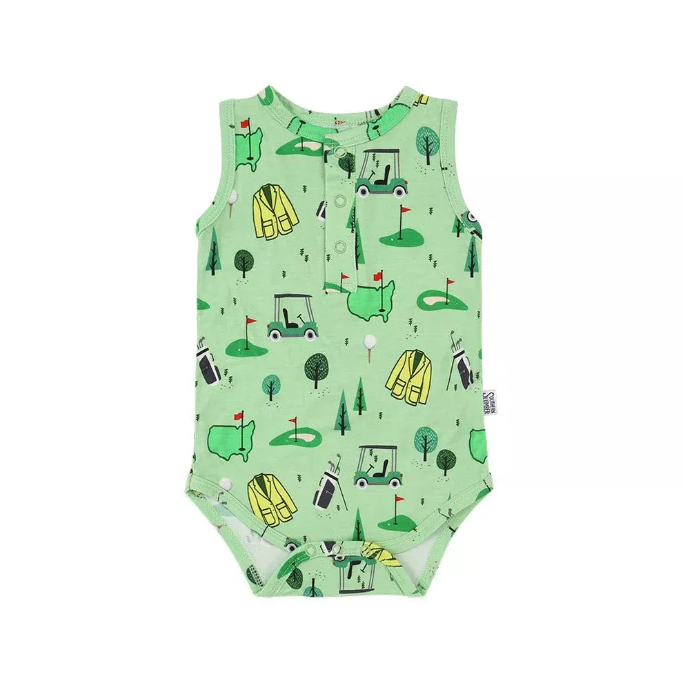 Southern Slumber Golf Bamboo Henley Onesie with Snaps