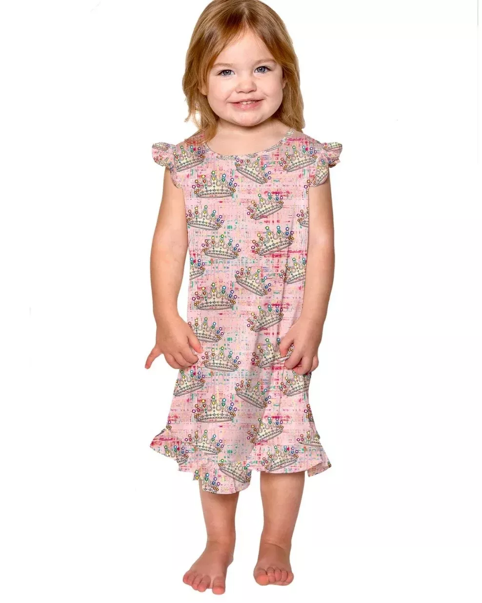 Sunshine Society Pink Jeweled Crown Silky Gown