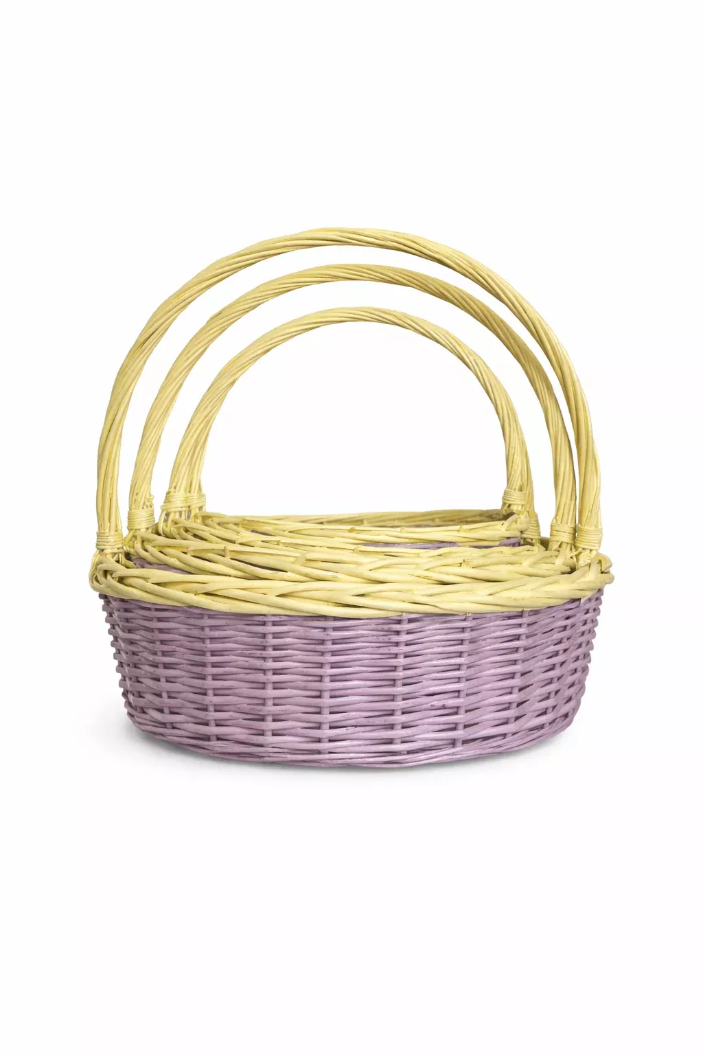 Twisted Rim Painted Willow Oval Easter Basket - Purple/Yellow