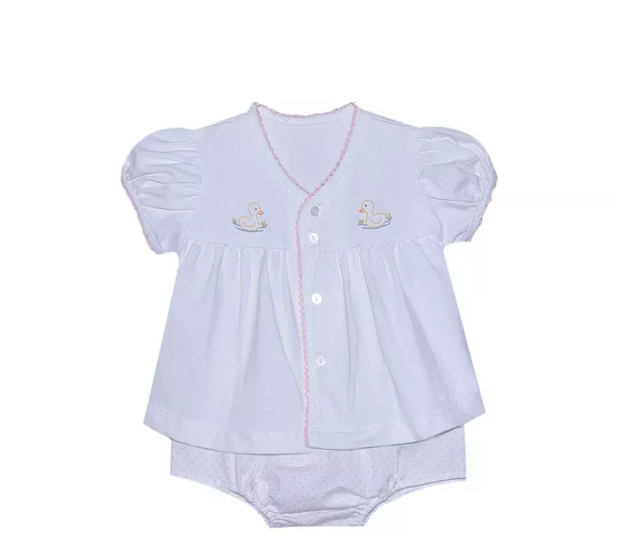 White Brennan Girl Diaper Set - Duckies